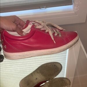 Jimmy Choo Red Leather Low-Top Sneakers for Men